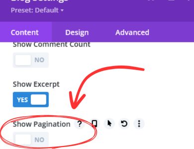 Disable the pagination