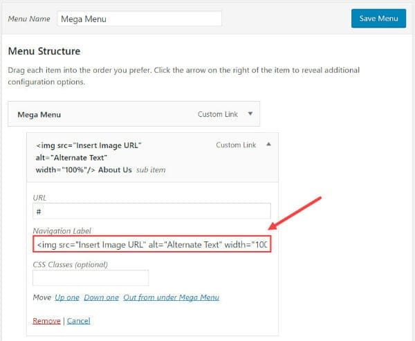 Add the image html tag