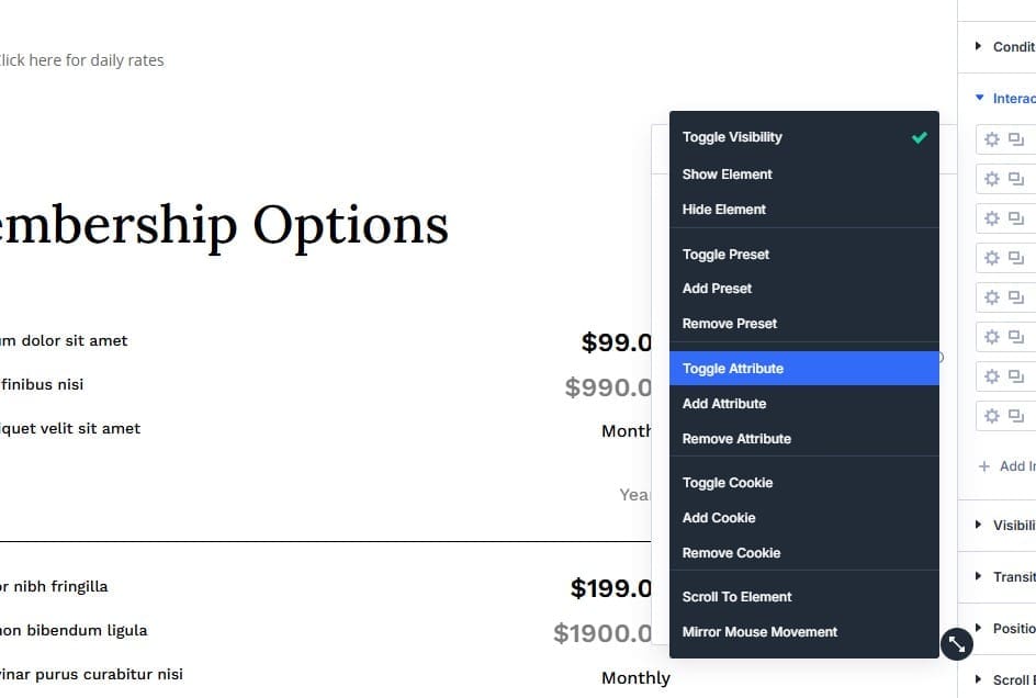 Effect Actions for Divi Interactions