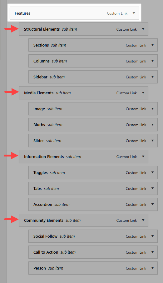 Features Link Added to the Menu