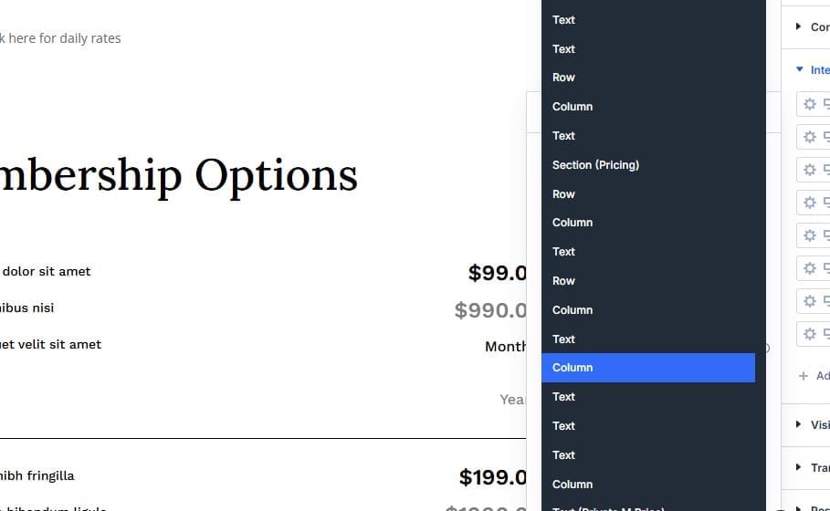 Target Modules to access when setting the Interaction